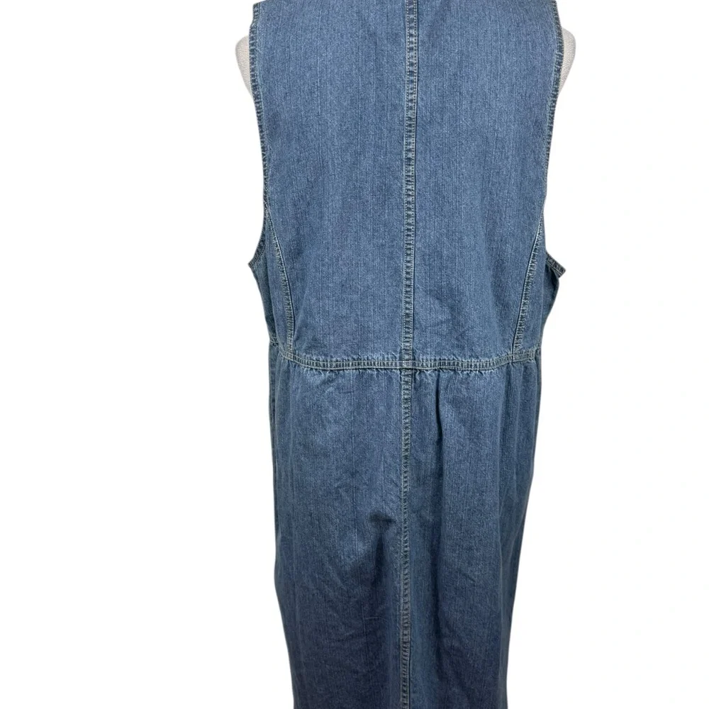 Quacker Factory Denim Dress with multi colored gem flower Size large - Picture 4 of 10